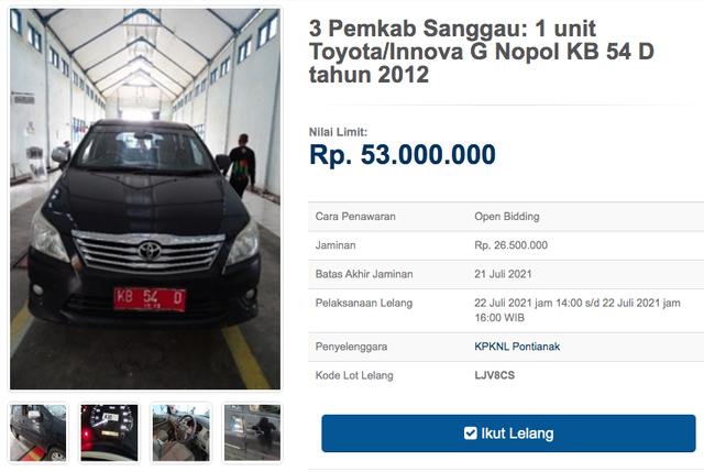 12 Unit Toyota Innova Dilelang Negara, Harga Dibuka Mulai dari Rp 11 Jutaan (30134)