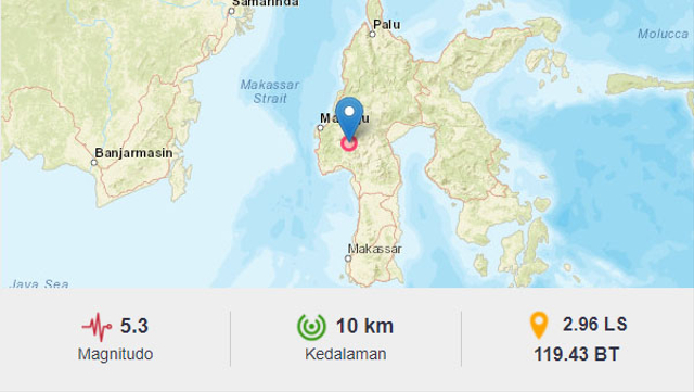 Gempa 5,3 magnitudo getarkan Mamasa, Sulawesi Barat. Foto: Dok. BMKG