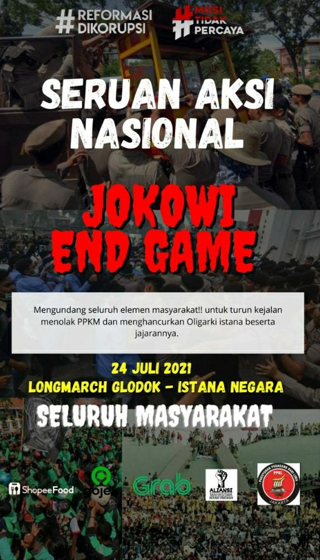 Poster seruan aksi nasional di Jakarta menolak PPKM. Foto: Dok. Istimewa
