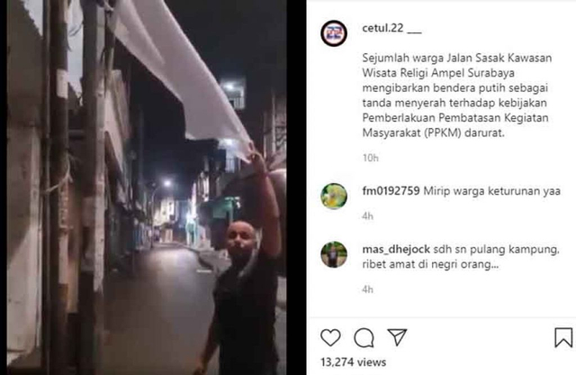 Viral, Sejumlah Bendera Putih Terpasang di Jalan Sasak, Surabaya