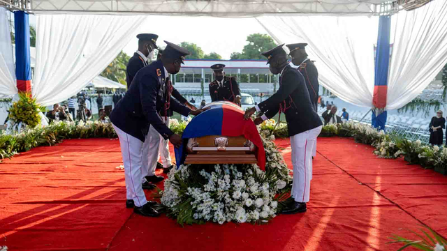Upacara pemakaman Presiden Haiti, Jovenel Moise di Cap-Haitien, Haiti, 23 Juli 2021. Foto: Ricardo Arduengo/REUTERS