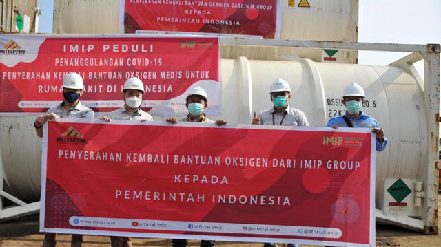 PT IMIP menyumbangkan oksigen untuk beberapa rumah sakit dan provinsi di Pulau Jawa. [Foto: Istimewa]