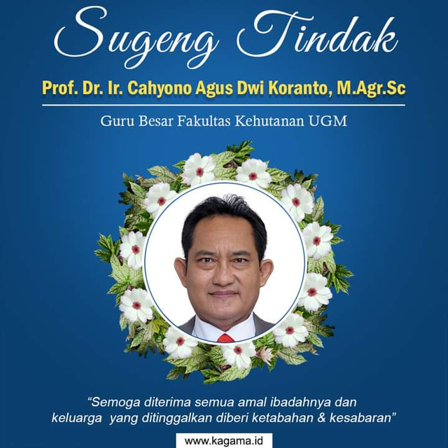 Guru Besar Fakultas Kehutanan UGM, Prof Cahyono Agus Dwi Kuranto meninggal dunia karena corona. Foto: Dok. UGM