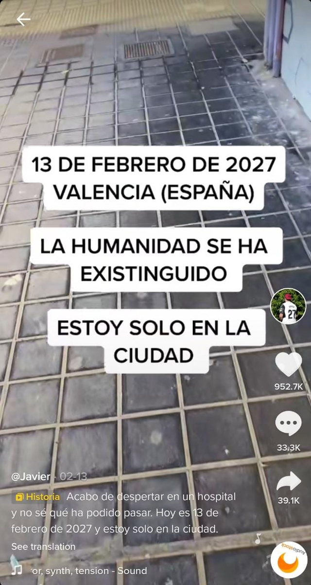 Tangkapan layar video pria yang terjebak di tahun 2027 Foto: TikTok @unicosobreviviente