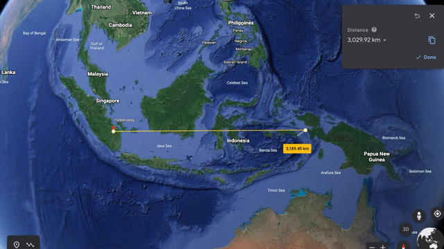 Ilustrasi jarak Palembang ke Papua. (foto: dok. istimewa)