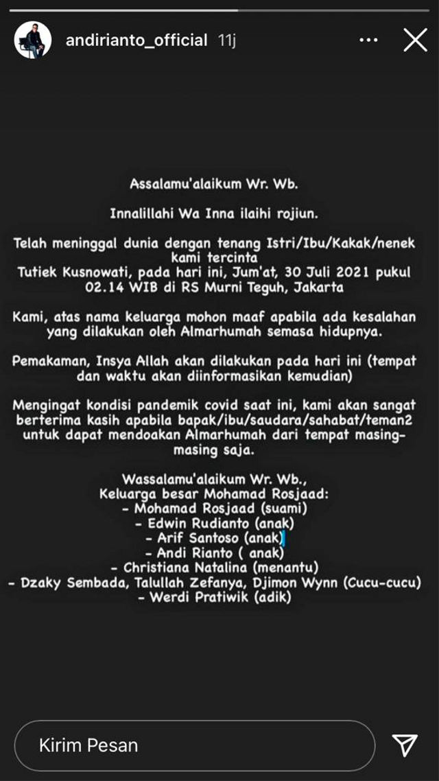 Ibunda Andi Rianto Meninggal Dunia (80563)
