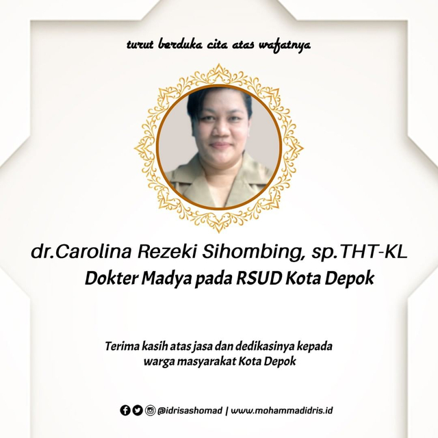 dr. Carolina Rezeki Sihombing meninggal dunia. Foto: Instagram/@ idrisashomad