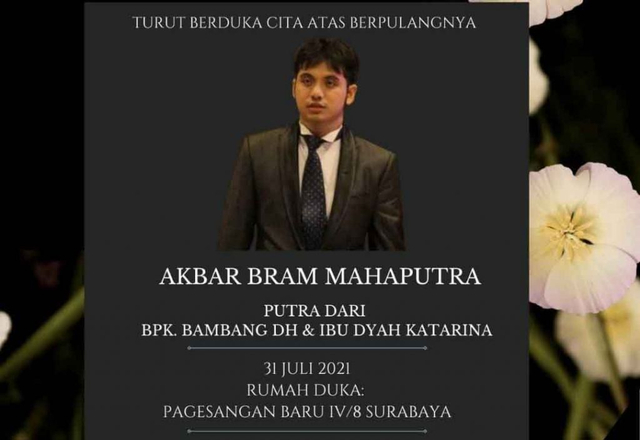 Akbar Bram Mahaputra, Putra Mantan Wali Kota Surabaya Bambang DH, Tutup Usia
