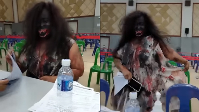 Wanita Ini Dandan Ala Kuntilanak Saat Vaksin, Nakes Sampai Menjerit (201040)