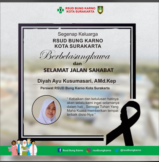 Diyah Ayu Kusumasari, perawat RSBK Surakarta yang meninggal dunia karena terpapar virus corona