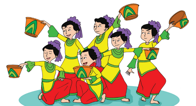 Ilustrasi pola lantai tari Andun dari Bengkulu. Sumber: Buku Persatuan dalam Perbedaan Tema 2