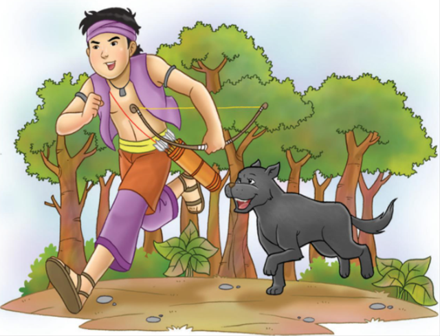 Ilustrasi Sangkuriang dan Tumang. Sumber: Buku Dayang Sumbi yang Pintar