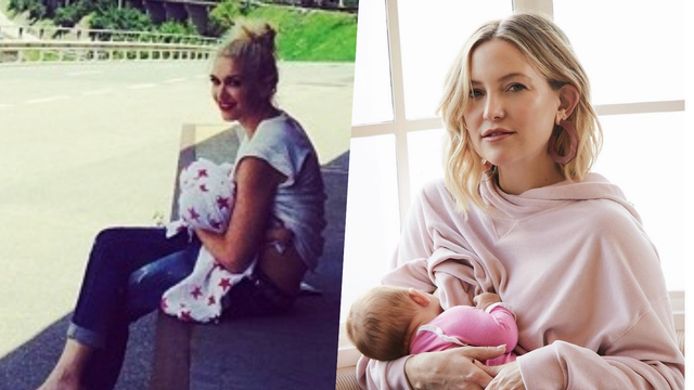 Selebriti hollywood yang pernah unggah foto menyusui bayi. Foto: Instagram/@katehudson dan @gwenstefani