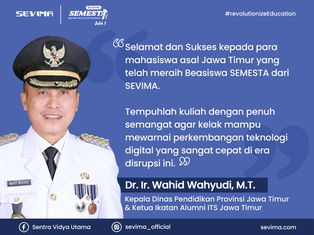 Ini Apresiasi Kepala Dinas Pendidikan Jawa Timur atas Beasiswa SEMESTA