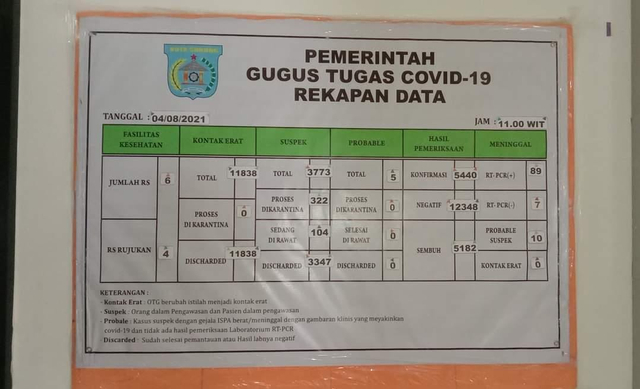 Update COVID-19 Kota Sorong: 423 Pasien Sembuh, 22 Orang Positif Baru (1074844)