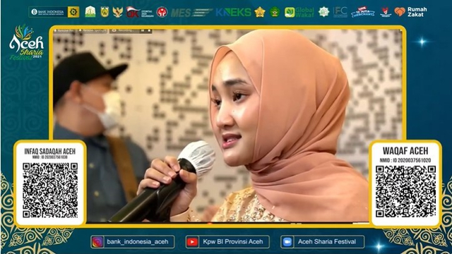 Fatin Shidqia Lubir saat tampil secara virtual memeriahkan pembukaan Aceh Sharia Festival 2021. Foto: Tangkapan Layar/YouTube Kpw BI Provinsi Aceh
