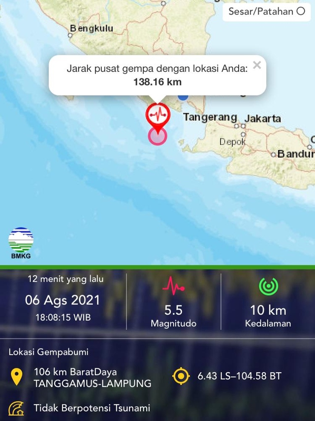 Gempa 5 5 Magnitudo Guncang Tanggamus Gemparkan Masyarakat Lampung