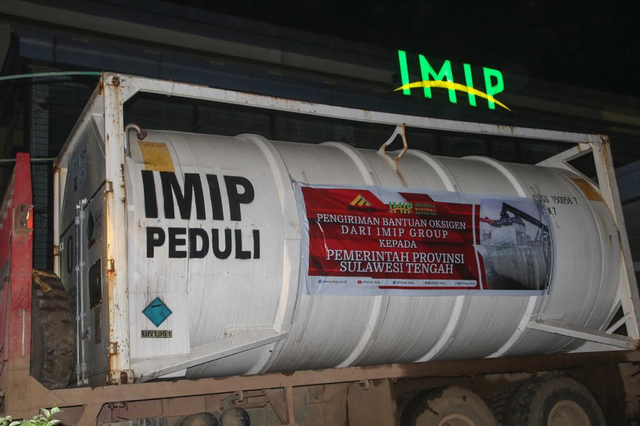 Oksigen medis bantuan IMIP ke Kota Palu. Foto: Istimewa