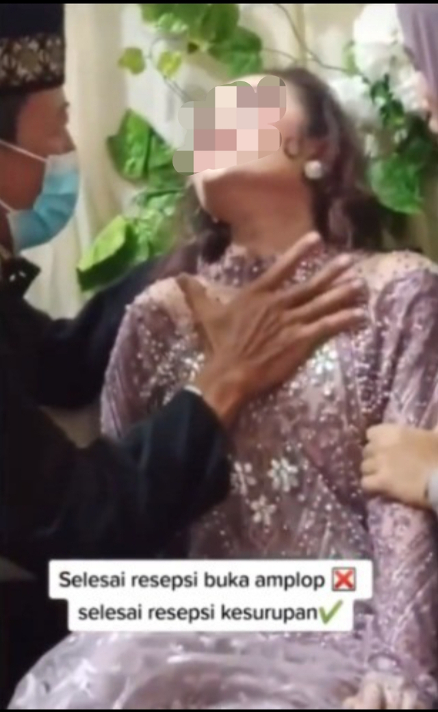 Viral aksi paranormal tolong pengantin wanita yang kesurupan malah dikecam warganet. (Foto: Instagram/@viral_updates)
