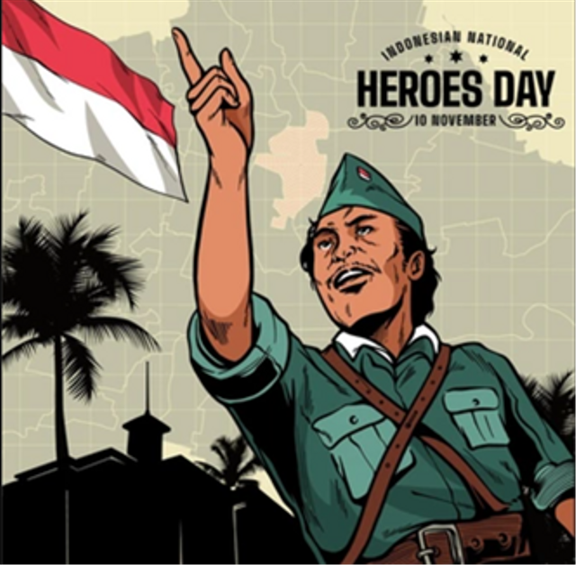 Ilustrasi pidaro Bung Tomo yang memberikan semangat kepada arek-arek Surabaya. https://www.freepik.com/