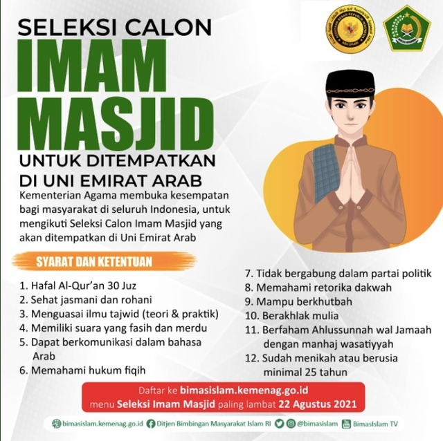 Seleksi calon imam masjid untuk UEA. Foto: Kemenag RI