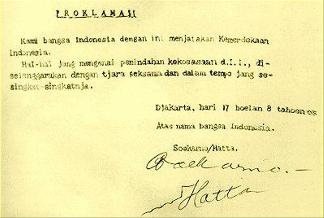 Pembacaan Teks Proklamasi. (Foto: https://pixabay.com)