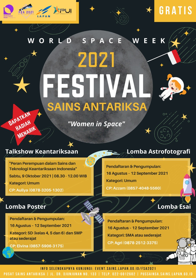 Poster kegiatan Festival Sains Antariksa. Sumber : IG Pussainsa