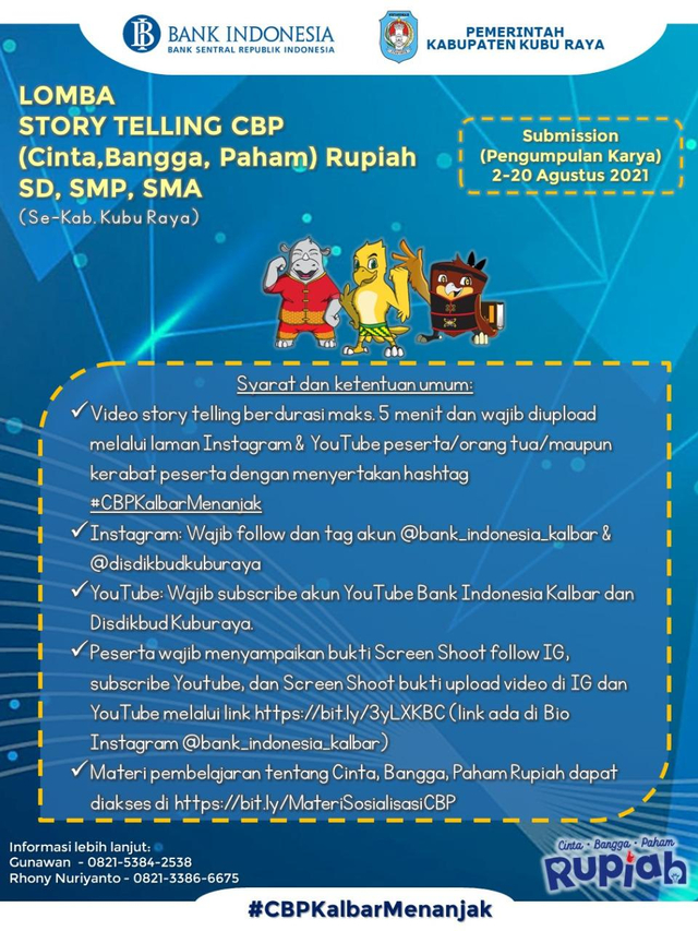 Poster lomba story telling Bank Indonesia Kalbar. Foto: Dok Hi!Pontianak