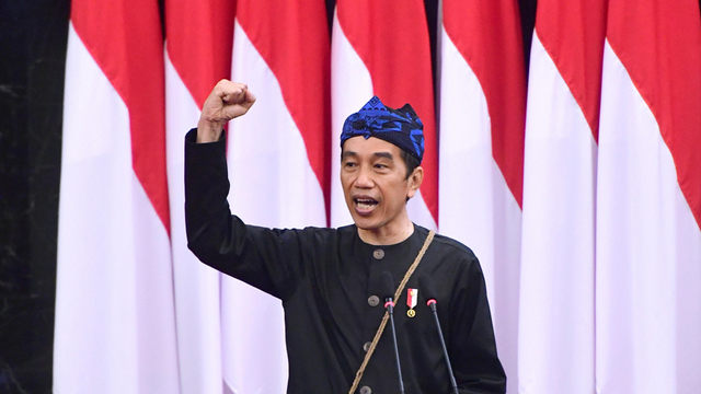 Presiden Joko Widodo pada Sidang Tahunan MPR Tahun 2021 di Gedung Nusantara, Kompleks Parlemen, Senayan, Jakarta, Senin (16/8/2021). Foto: Muchlis Jr/Biro Pers Sekretariat Presiden