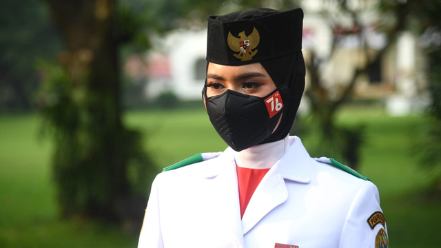 Ardelia Muthia Zahwa, perwakilan dari Provinsi Sumatera Utara terpilih sebagai pembawa bendera Merah Putih. Foto: Lukas/Biro Pers Sekretariat Presiden