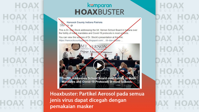 Hoaxbuster: Partikel Aerosol Pada Virus COVID-19 Dapat Dicegah dengan Masker (70382)