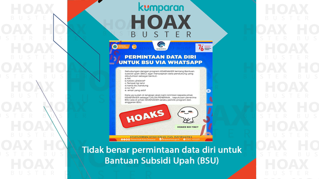 Hoaxbuster permintaan data diri untuk Bantuan Subsidi Upah (BSU). Foto: Pemerintah Kota Denpasar dan kumparan