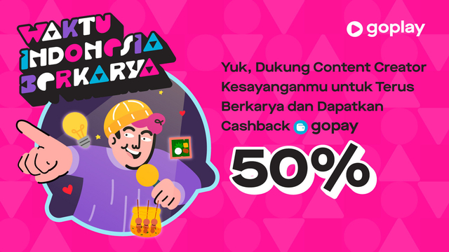 Promo GoPlay cashback GoPay 50%. Foto: Gojek