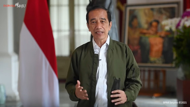 Muasal Presiden Jokowi pidato menyebut Bipang Ambawang sebagai kuliner Lebaran. Foto: Youtube/Kementerian Perdagangan.