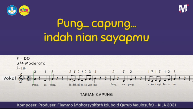 Pung, capung, indah nian sayapmu. Bagian awal dari lirik lagu Tarian Capung karya Flemmo untuk kontes KILA 2021. (Foto: youtube.com/Flemmo).