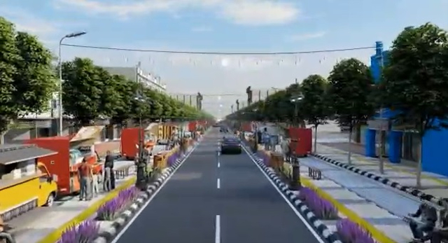 Desain penataan Jalan Ahmad Yani Kota Tegal yang disebut-sebut mirip Malioboro di Yogyakarta. (Foto: Bidang Binamarga DPUPR Kota Tegal)