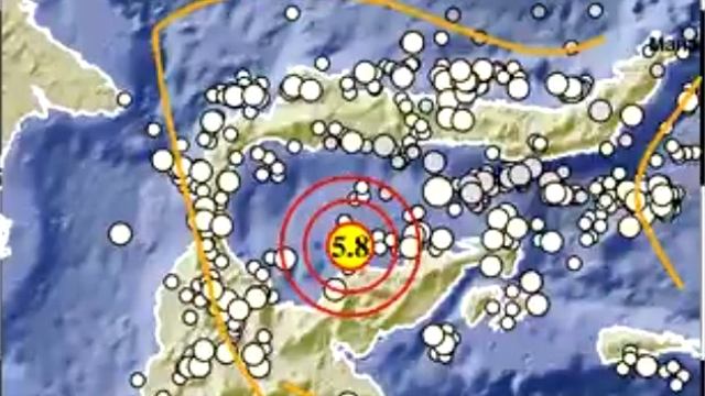 Ilustrasi gempa 5,8 magnitudo di Tojo Una Una. Foto: Twitter/@infoBMKG