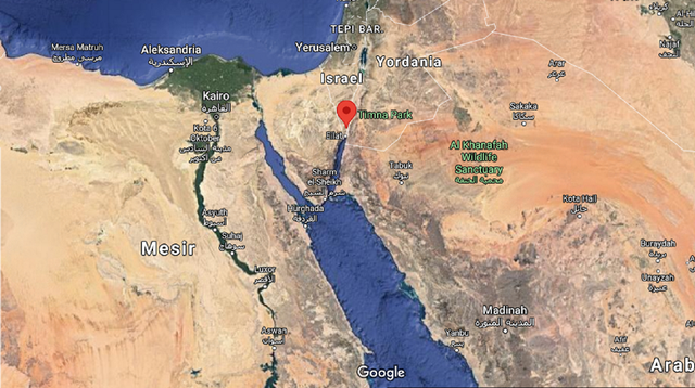 Lembah Timna, Israel, tempat Nabi Sulaiman mendapatkan kekayaannya.  Foto: Google Maps
