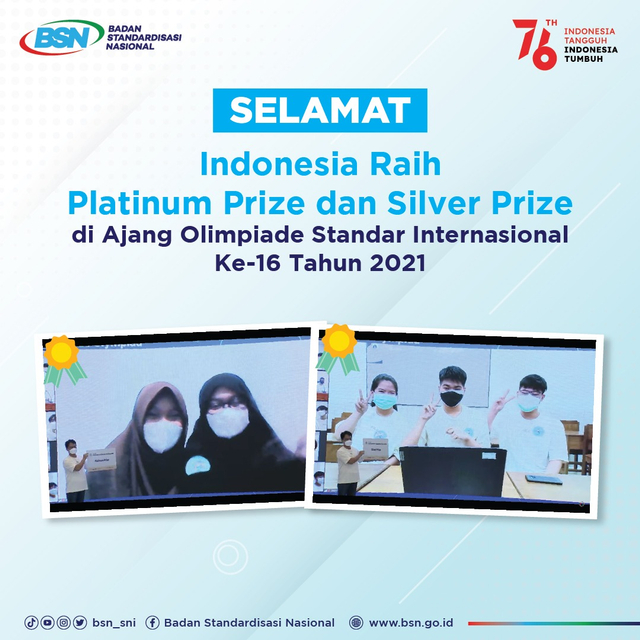 Siswa Indonesia Raih Platinum Prize dan Silver Prize di Olimpiade Standar Internasional ke-16 dok BSN