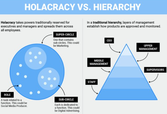 Struktur Holacracy vs Hierarchy, foto : Samantha Lee, 2016