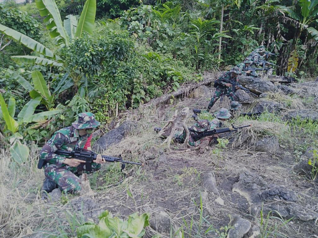 Personel Batalyon 764 Iamba Baua Kaimana Saat Melakukan Latihan Ujian Siap Tempur. Foto Istimewa