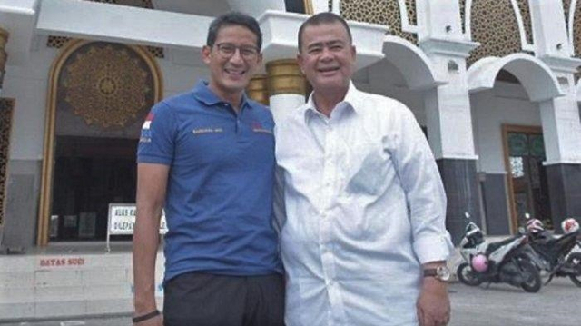 Sandiaga Uni bersama mantan Wagub Sumatera Barat Nasrul Abit. Foto: istimewa