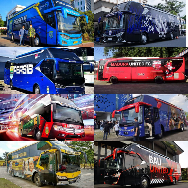 Adu Keren Bus Klub Sepak Bola Liga 1 2021, dari Sasis Hino hingga Mercedes-Benz (134021)