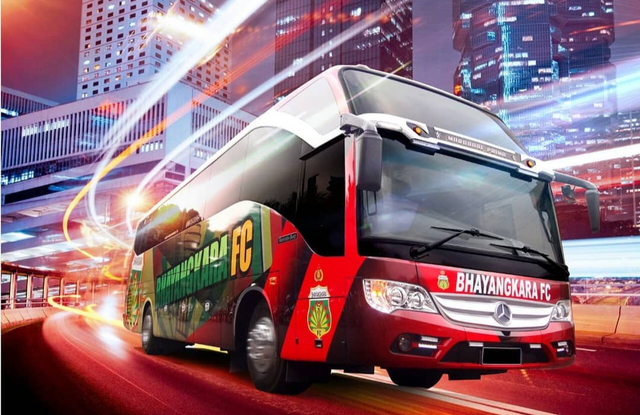 Bus Bhayangkara FC. Foto: dok. Instagram Morodadi Prima