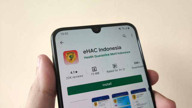 Aplikasi eHAC Indonesia yang dirilis Kemenkes. Foto: Muhammad Fikrie/kumparan