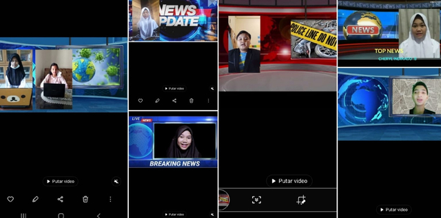 Siswa SMPN 3 Batang Hari menjadi penyiar televisi sebagai model pembelajaran dalam menyajikan berita. foto: Emiwati.