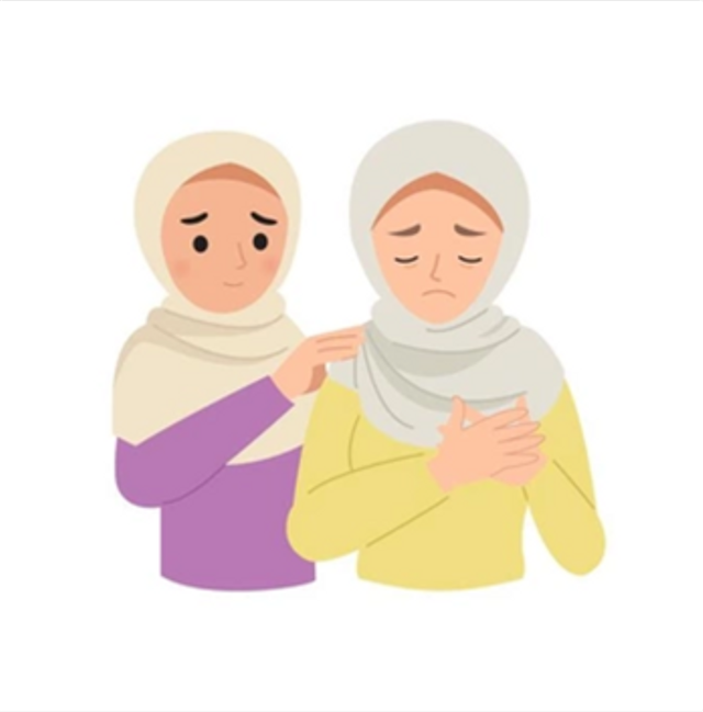 Ilustrasi wanita yang menghibur temannya karena orang tuannya telah meninggal dunia. https://www.freepik.com/