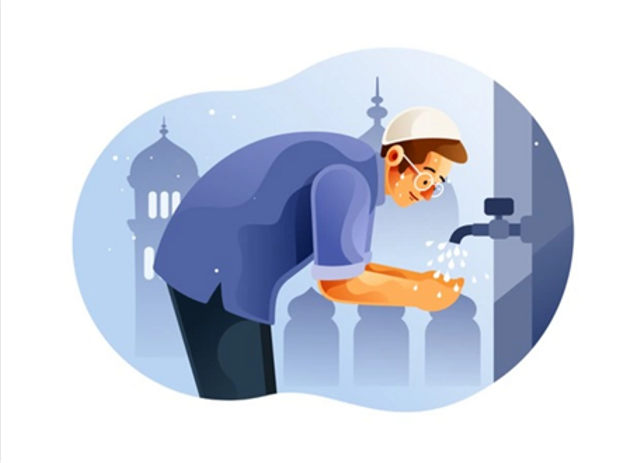 Ilustrasi laki-laki yang berwudhu untuk melaksanakan ibadah shalat wajib. https://www.freepik.com/