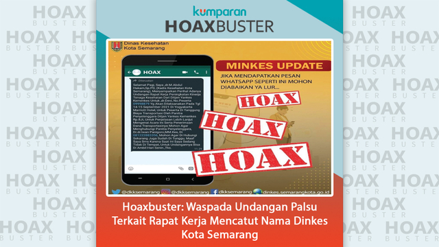Hoaxbuster: Waspada undangan palsu terkait rapat kerja mencatut nama Dinkes Kota Semarang. Foto: Instagram