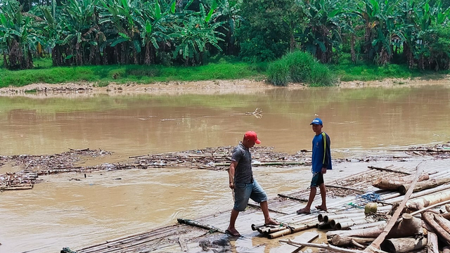 Sungai Ciujung, lokasi jatuhnya Adelia (16), saat difoto oleh teman-temannya. Foto: Dok. Istimewa